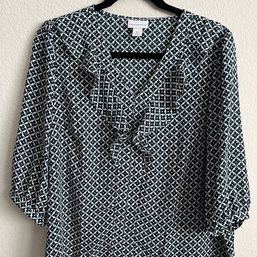 EUC Liz Claiborne Blouse Elbow Length PL Petite Large